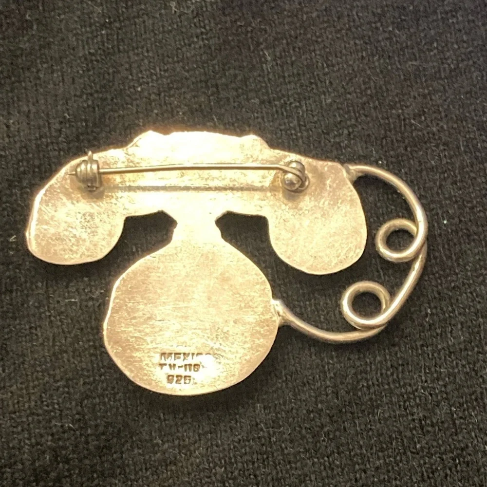 Telephone Brooch Pin Vintage .925 Sterling Silver